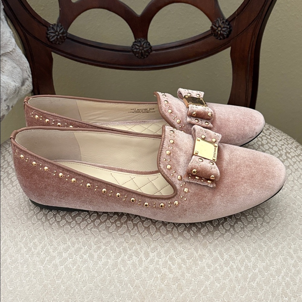 Cole Haan Grand OS Blush Velvet Loafers with Studded Bow Style Tali worn once - Picture 3 of 9